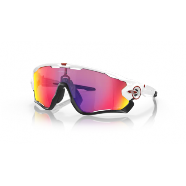 Oakley Jawbreaker Polished White avec lunettes de route Prizm